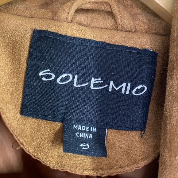 Solemio Brown Faux Suede Full Zip Long Sleeve Jacket Woman Small Country Western - Picture 5 of 8